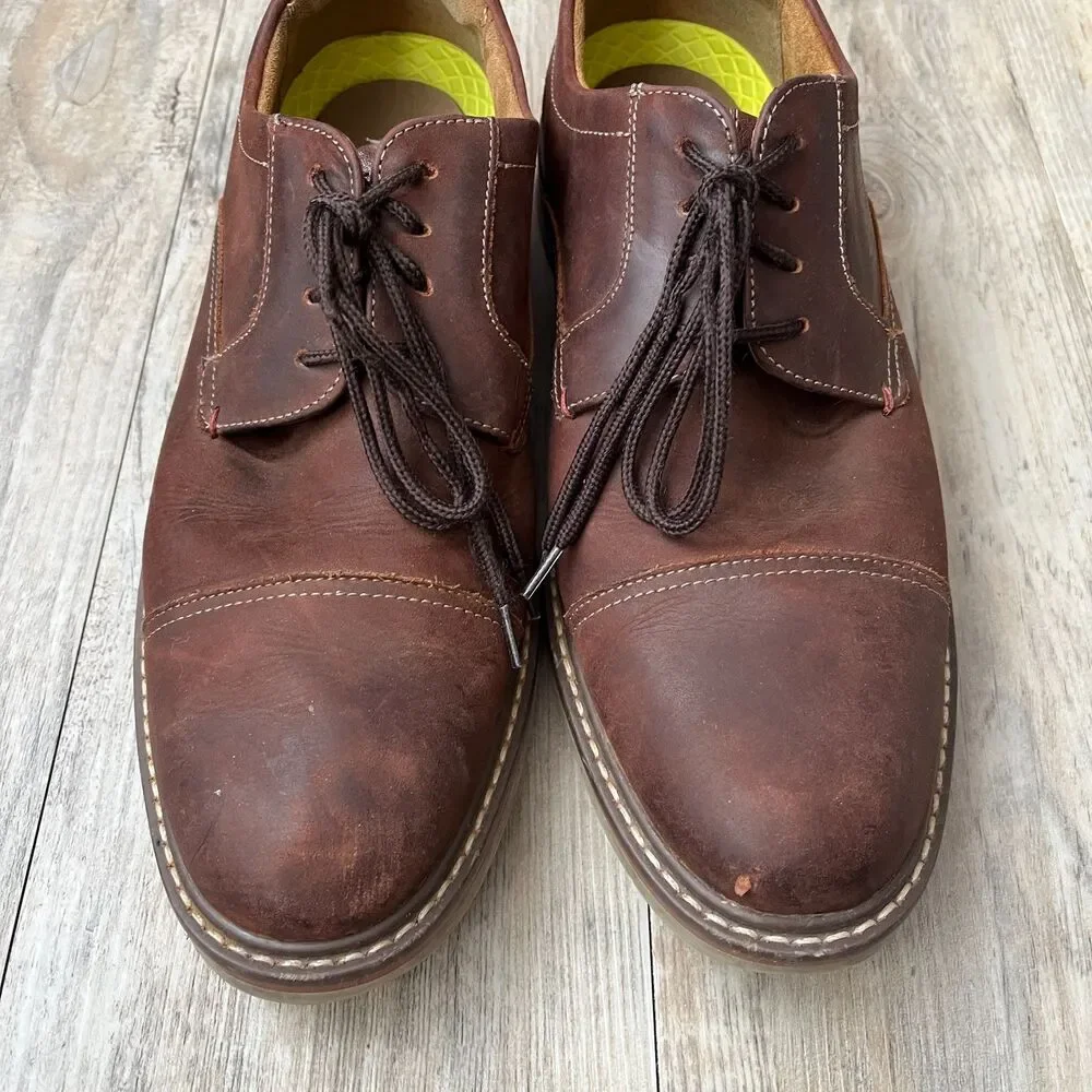 Florsheim Norwalk Plain Toe Oxford Brown Leather Shoes Comfortech Mens 9M Rustic